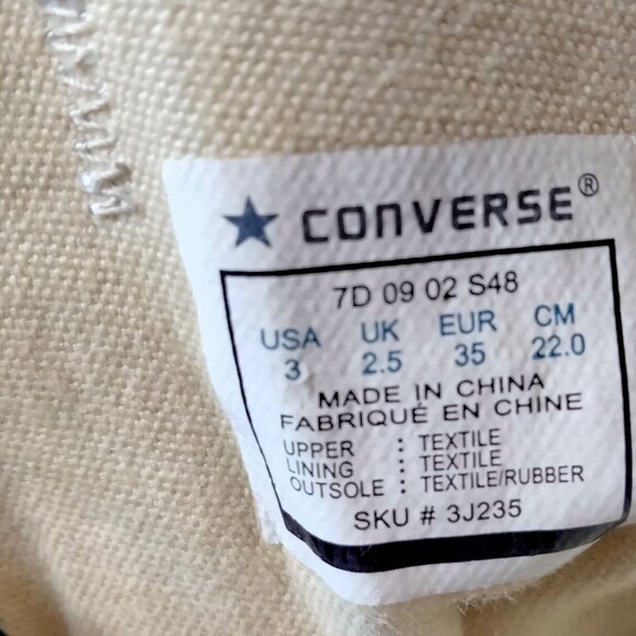 Converse Girls Shoes Size 3 Black Low Tops All Star - Picture 8 of 9